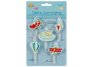 Свечи для торта на пиках Самолётики 5шт