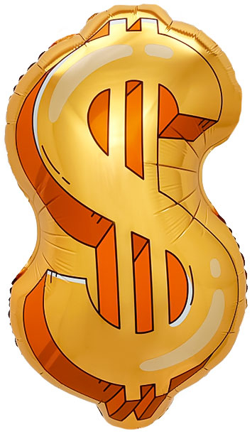 Шар Фигура, Знак Доллара, Золото