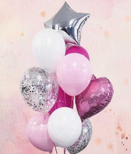 Фонтан из воздушных шаров на день рождения женщине