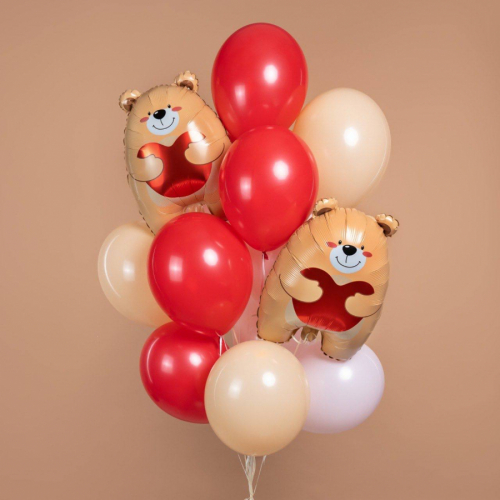 Букет из шаров «Мишки с сердечками»
