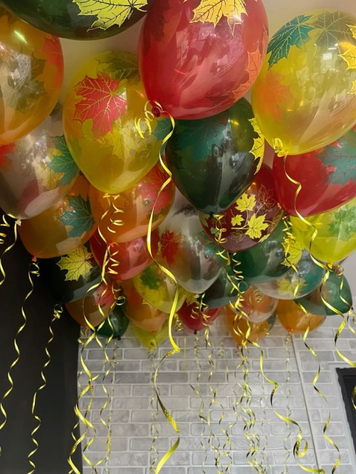 Воздушные шары под потолок «Сентябрьский листопад» 100 шт